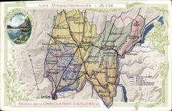 CPA Carte geographique Chocolaterie d'Aiguebelle Ain