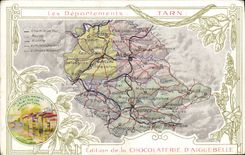 CPA Carte geographique Chocolaterie d'Aiguebelle Tarn