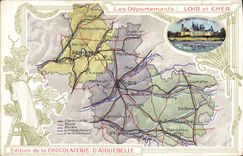 CPA Carte geographique Chocolaterie d'Aiguebelle Loir et Cher