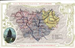 VINTAGE POSTCARD Geographical map Chocolate factory of Aiguebelle the High Loire