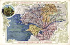 VINTAGE POSTCARD Geographical map Chocolate factory of Aiguebelle the Loire Lower