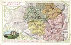VINTAGE POSTCARD Geographical map Hollow Chocolate factory of Aiguebelle