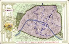 CPA Carte geographique Chocolaterie d'Aiguebelle Paris