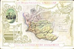 VINTAGE POSTCARD Geographical map Chocolate factory of Aiguebelle Vaucluse