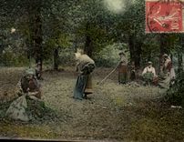 CPA Folklore Les glaneuses de feuilles mortes 