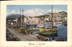 CPA Bateau Menton le port 