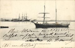 CPA Bateau Cette Voilier remorque au port 