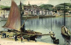 CPA Bateau Menton Le port 