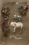 VINTAGE POSTCARD Fantaisie Carries Elephant happiness
