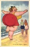 VINTAGE POSTCARD Fantasy Humor Strong Woman