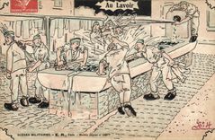 VINTAGE POSTCARD Militaria Fantasy With the laundrette