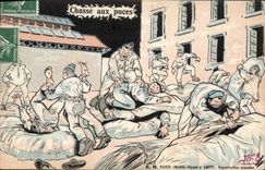 VINTAGE POSTCARD Fantaisie Militaria Drives out with the chips