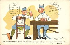 CPA Fantaisie Militaria Jean Cheval Cantine