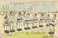 CPA Fantaisie Militaria A l'exercice Les alignements 