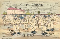 CPA Fantaisie Militaria A la caserne Les lettres
