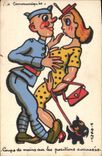 VINTAGE POSTCARD Fantasy Militaria Knacks on the advanced positions Dog
