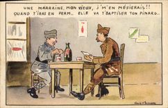 VINTAGE POSTCARD Militaria Fantasy a godmother