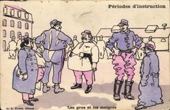CPA Fantaisie Militaria Periodes d'instruction Les gras et les maigres 