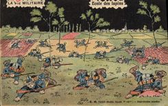 CPA Fantaisie Militaria Ecole des lapins