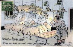 CPA Fantaisie Militaria Retour de permission