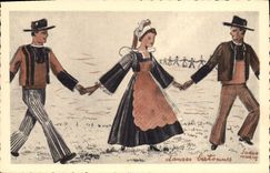 VINTAGE POSTCARD Folklore Breton Dances Jorge Morin Quimperle