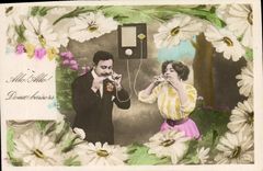 CPA Fantaisie Telephone Femme