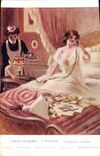 VINTAGE POSTCARD Fantaisie Telephones Woman Living room of Paris Guillaume the alarm clock