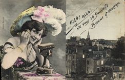 CPA Fantaisie Telephone Femme 