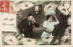 CPA Fantaisie Telephone Femme