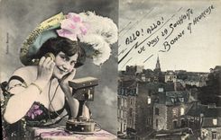 CPA Fantaisie Telephone Femme