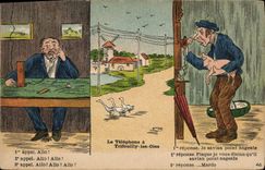 CPA Fantaisie Le Telephone a Trifouilly les Oies Cochon Porc 