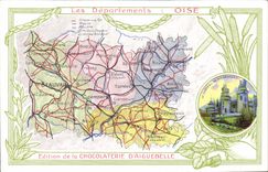 CPA Carte geographique Chocolaterie d'Aiguebelle Oise Pierrefonds