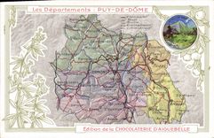 CPA Carte geographique Chocolaterie d'Aiguebelle Puy-de-Dome Puy de Sancy
