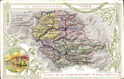VINTAGE POSTCARD Geographical map Chocolate factory of Aiguebelle Tarn Gorges of the Tarn