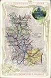 VINTAGE POSTCARD Geographical map Chocolate factory of Aiguebelle the Loire St Etienne