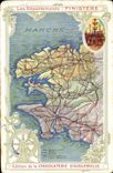VINTAGE POSTCARD Geographical map Chocolate factory of Aiguebelle Finistere St Thegonnec