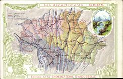 VINTAGE POSTCARD Geographical map Chocolate factory of Aiguebelle Gers Isle the Jordan