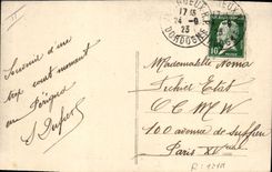 Folklore de la POSTAL de la VENDIMIA en Perigord un cerdo feliz del cerdo de la familia