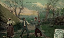 CPA Folklore Scene de jalousie Soldat Militaria