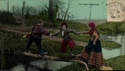 CPA Folklore Le pont improvise