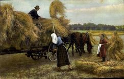 CPA Folklore La fenaison 