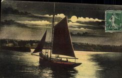 VINTAGE POSTCARD Boat Cherbourg Pilote returning to the port