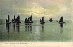 CPA Bateau Barques de peche en plein mer 