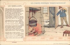 VINTAGE POSTCARD Fantaisie Carries happiness the cricket