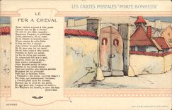 VINTAGE POSTCARD Fantaisie Carries happiness the Horseshoe