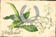 VINTAGE POSTCARD Fantaisie Horseshoe Muguet