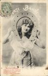 VINTAGE POSTCARD Fantaisie Woman Carries Happiness
