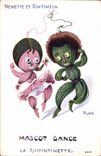 CPA Fantaisie Porte bonheur Nenette et Rintintin Mascot Dance La Rintintinette