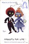 VINTAGE POSTCARD Fantaisie Carries happiness Nenette and Rintintin Mascot' S for life Nenette and Rintintin for the life