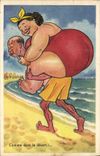 VINTAGE POSTCARD Humor Beach Strong Woman As in the desert